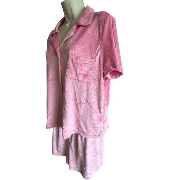 Juicy Couture Pink Women's Pajama short Set ~ soft to the touch velour ~ size XL - Picture 3 of 10